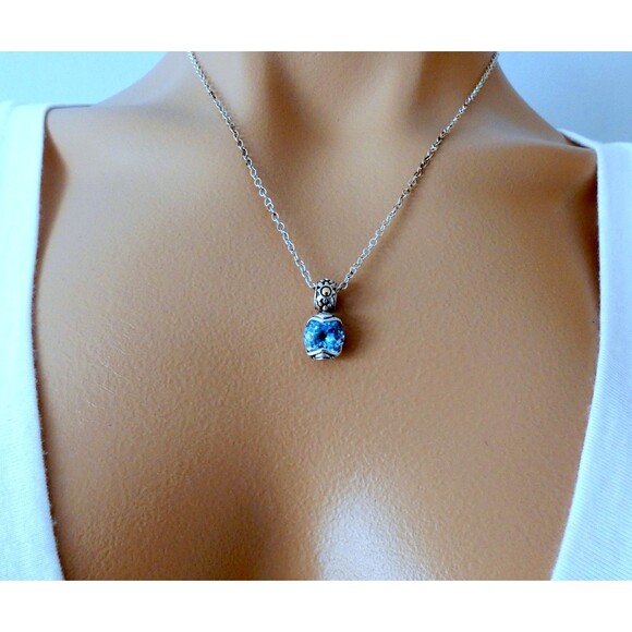 John Hardy Batu Sari 18K Yellow Gold Sterling Silver Blue Topaz Pendant w/ Bag - Picture 7 of 7